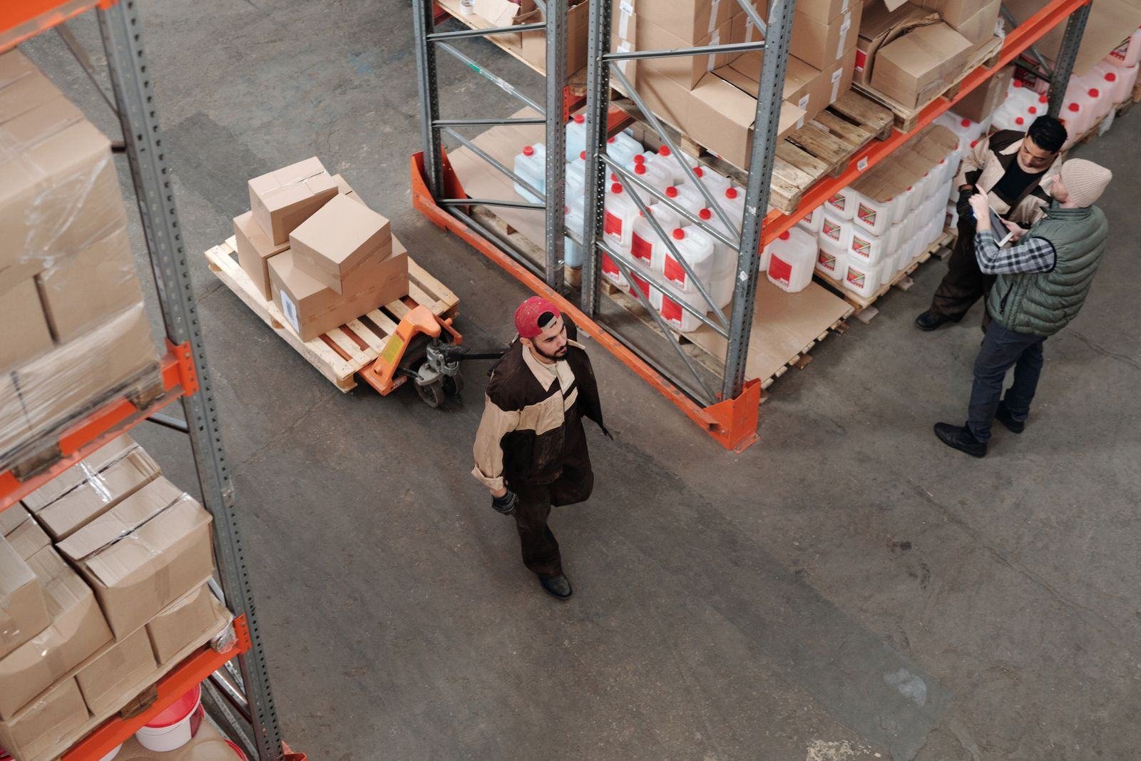 Aerial view of warehouse operations