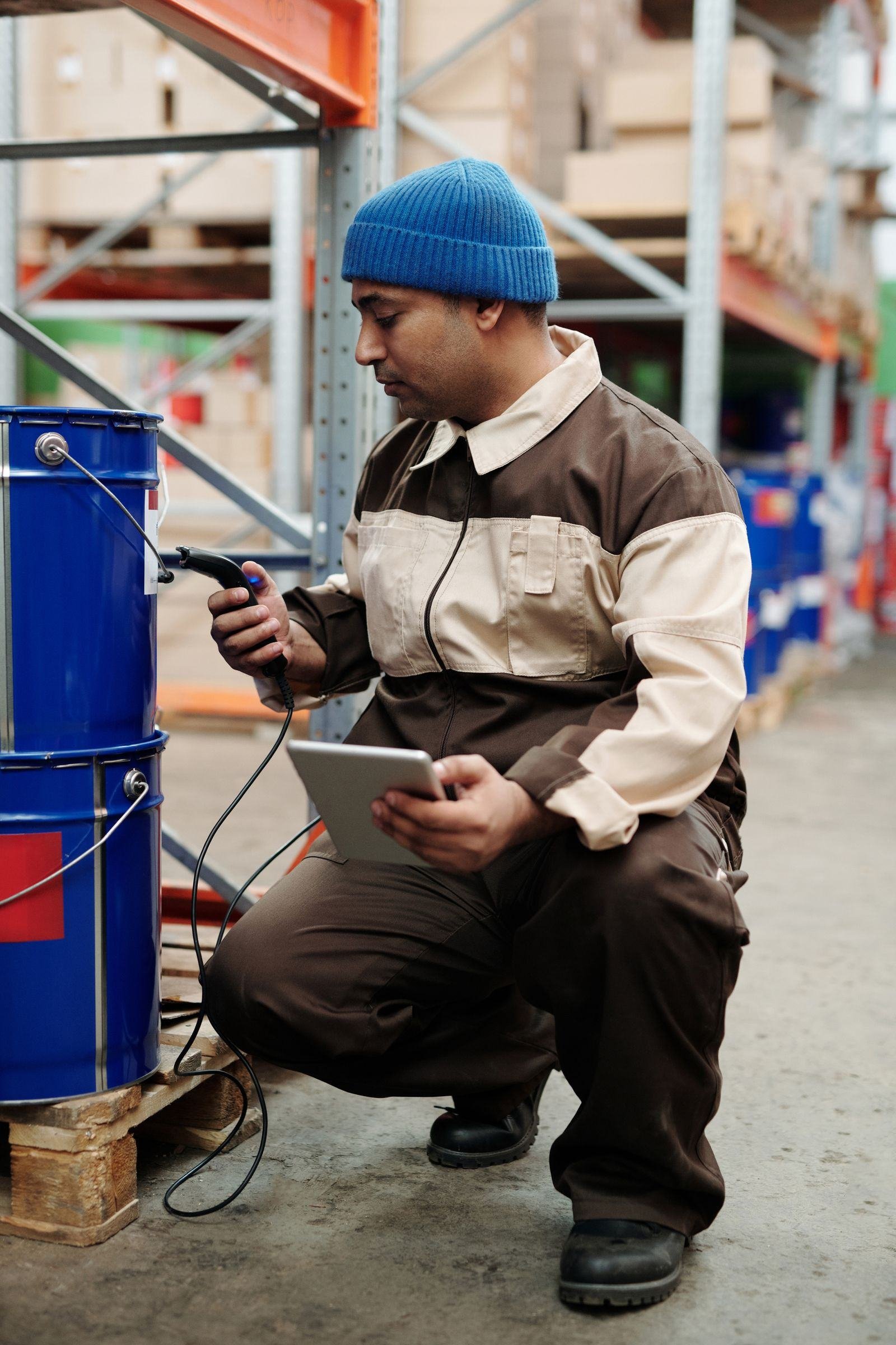 Warehouse worker scanning inventory